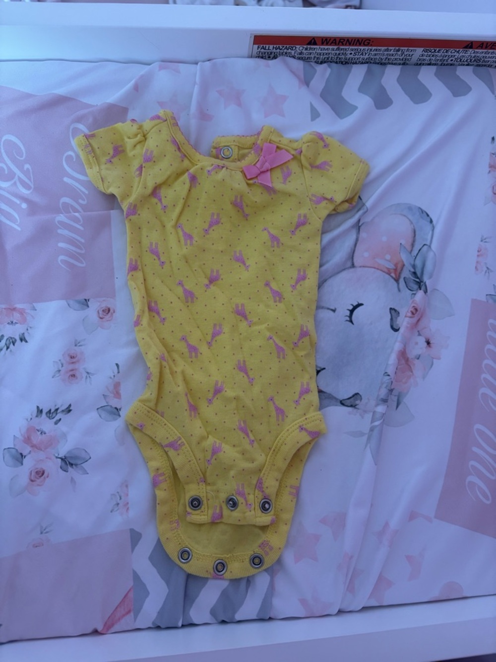 Yellow Baby One-Piece Bodysuit with Pink Accent Bow